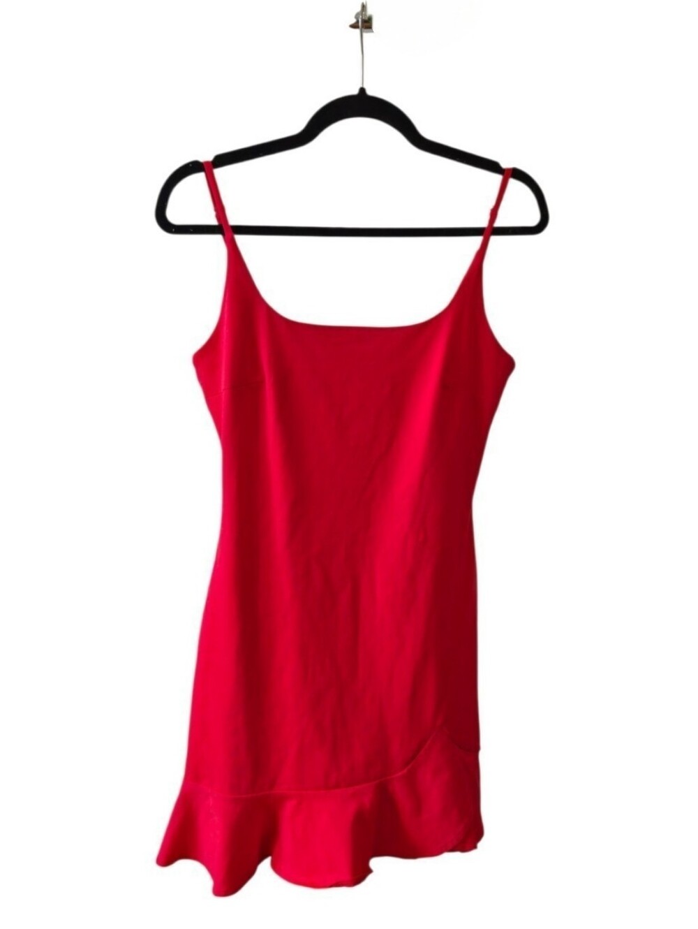 Princess Polly Red Mini Dress Women's US 4 Spaghetti Strap Ruffle Hem Tenniscore